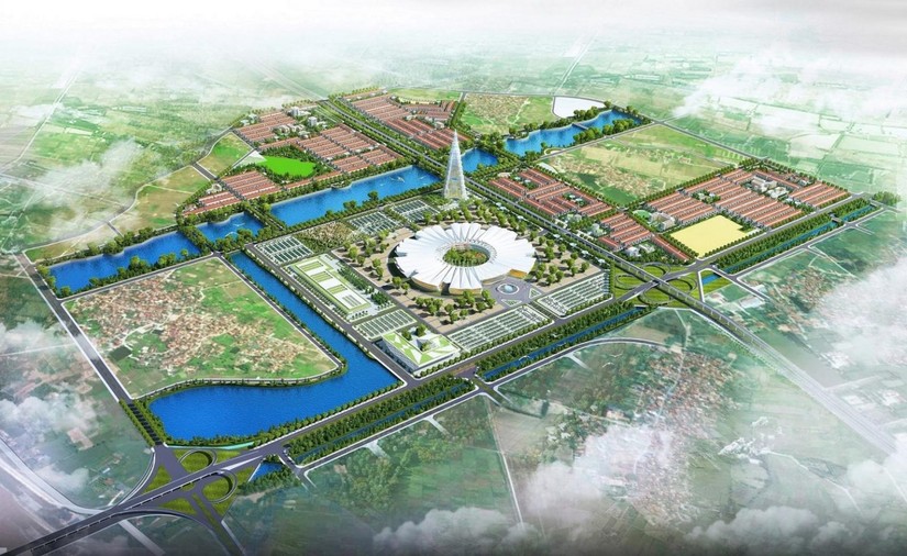 Phối cảnh dự án 'Trung tâm phân phối và mua sắm Hà Nội' tại xã Hải Bối, huyện Đông Anh vừa chính thức bị "khai thử"