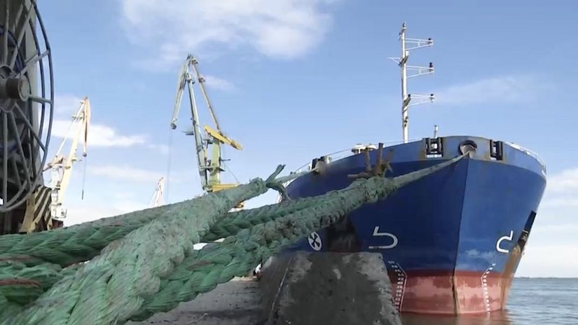 Tàu Zhibek Zholy tại cảng Berdyansk, Ukraine. Ảnh: Telegram