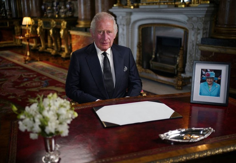 Vua Charles trong bài phát biểu đầu tiên trước quốc dân tối ngày 9/9. Ảnh: Reuters