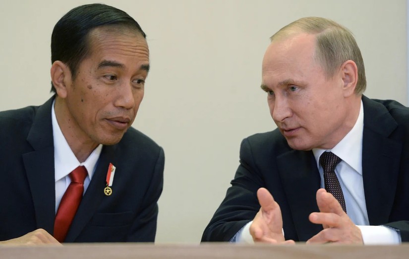 Tổng thống Nga Vladimir Putin và Tổng thống Indonesia Joko Widodo. Ảnh: AFP
