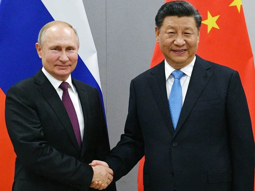Tổng thống Nga Vladimir Putin và Chủ tịch Trung Quốc Tập Cận Bình tại Bắc Kinh tháng 2/2022. Ảnh: AP