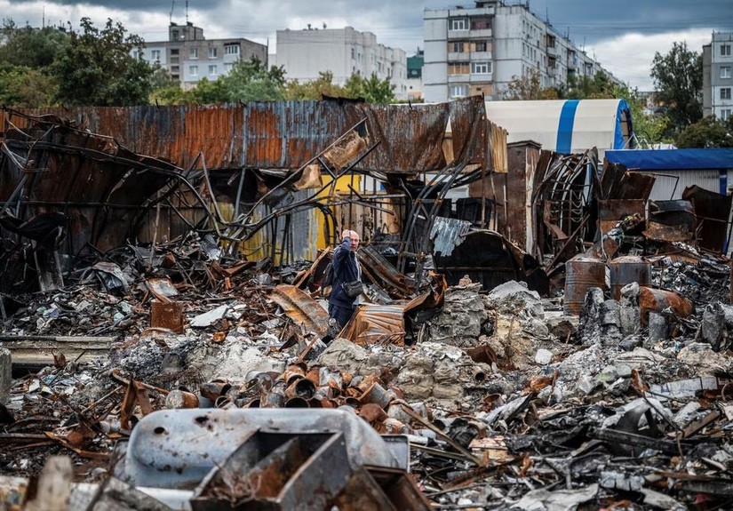 Saltivka, một trong những khu dân cư bị thiệt hại nặng nề nhất ở Kharkiv, Ukraine. Ảnh: Reuters