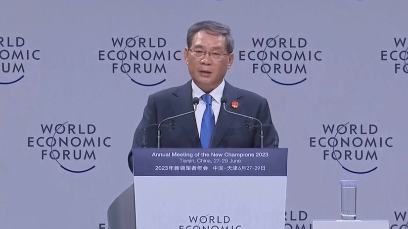 Thủ tướng Trung Quốc Lý Cường tại sự kiện WEF ở Thiên Tân, Trung Quốc ngày 27/6. Ảnh: CGTN