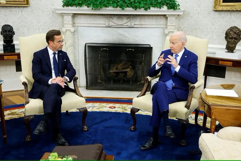 Tổng thống Mỹ Joe Biden và Thủ tướng Thụy Điển Ulf Kristersson tại Nhà Trắng. Ảnh: Reuters