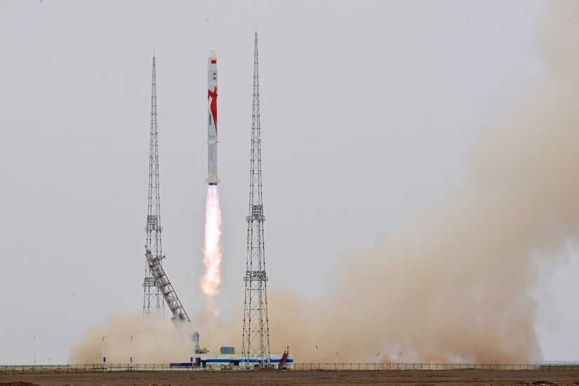 Tên lửa Zhuque 2 tại Trung tâm Phóng Vệ tinh Tửu Tuyền tại Nội Mông. Ảnh: China Daily