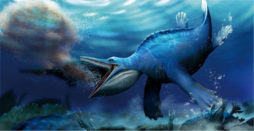 Minh họa loài bò sát biển đã tuyệt chủng Hupehsuchus nanchangensis. Ảnh: Shi Shunyi and Long Cheng
