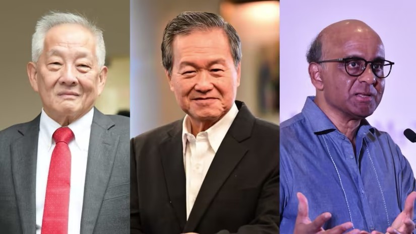 Từ trái qua: Cựu giám đốc đầu tư GIC Ng Kok Song, cựu giám đốc điều hành NTUC Income Tan Kin Lian và cựu Bộ trưởng cấp cao Tharman Shanmugaratnam là các ứng cử viên cho cuộc bầu cử Tổng thống Singapore. Ảnh: CNA