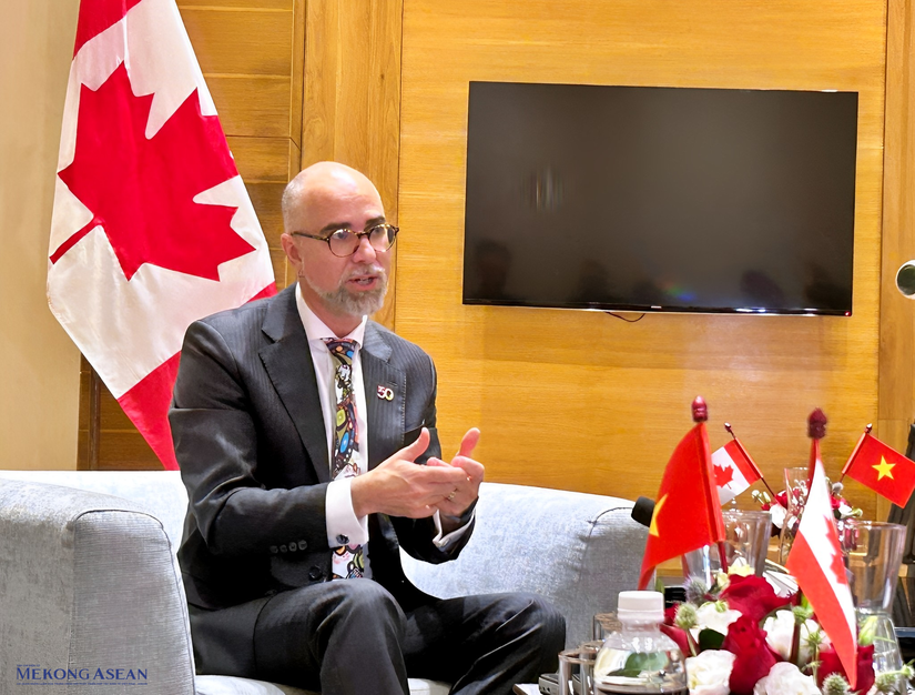 Đại sứ Canada tại Việt Nam Shawn Steil trong khuôn khổ lễ kỷ niệm 50 năm quan hệ ngoại giao Việt Nam - Canada tại Hà Nội ngày 24/8. Ảnh: Phương Thảo