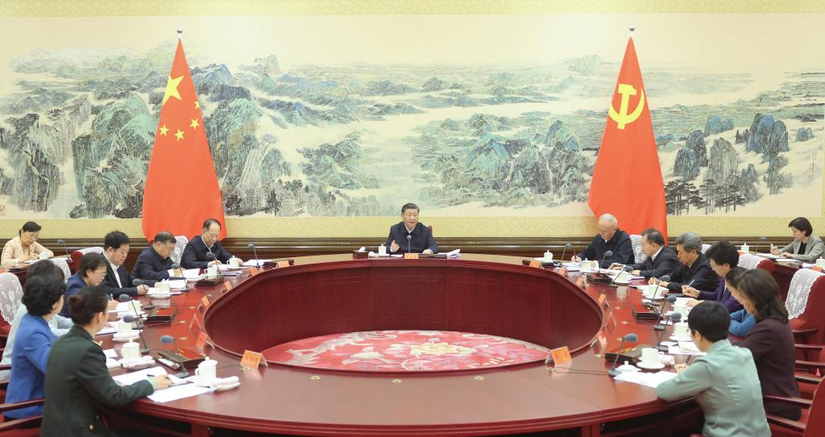 Chủ tịch Trung Quốc Tập Cận Bình thảo luận với ban lãnh đạo mới của Hội Liên hiệp Phụ nữ Toàn quốc Trung Hoa tại Bắc Kinh, ngày 30/10/2023. Ảnh: Tân Hoa Xã