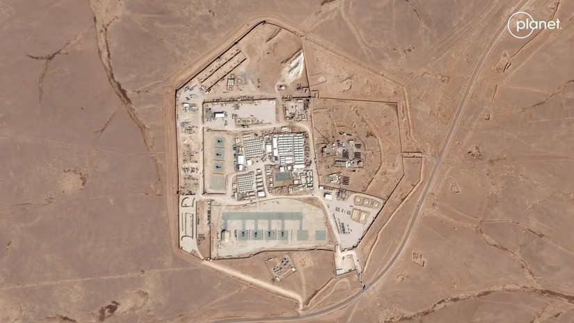 Hình ảnh vệ tinh của Tower 22 - nơi được cho là xảy ra vụ tấn công bằng máy bay không người lái khiến 3 binh sỹ Mỹ thiệt mạng ngày 28/1/2024 tại Jordan. Ảnh: Planet Labs PBC