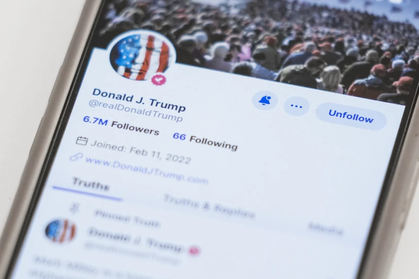 Tài khoản mạng xã hội Truth Social của ông Donald Trump. Ảnh: AP