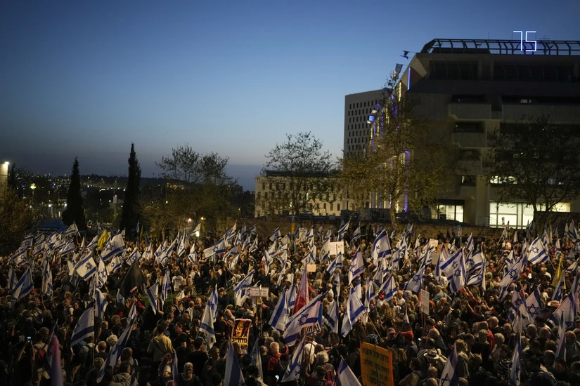 Người dân Israel biểu tình tại Jerusalem ngày 31/3/2024. Ảnh: AP