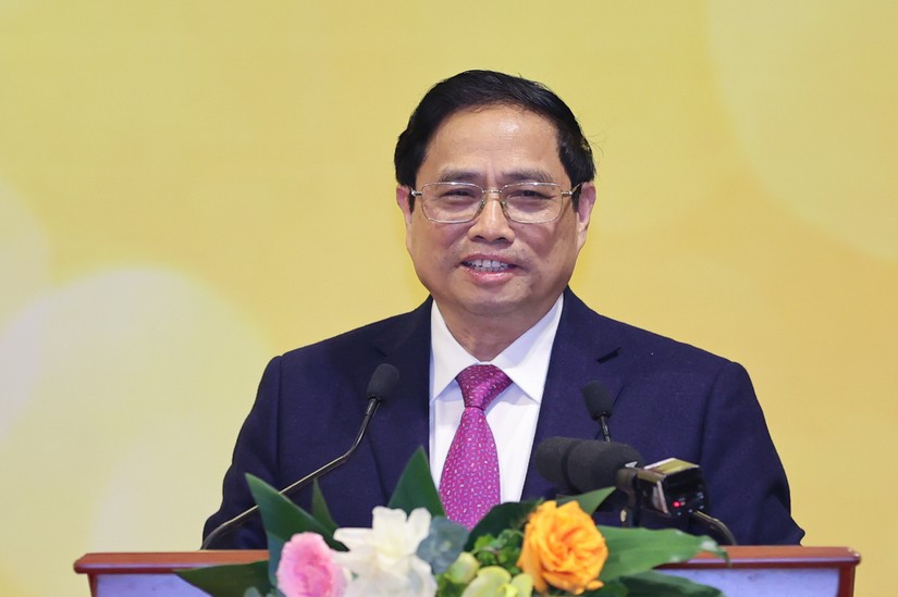 Thủ tướng Phạm Minh Chính: Một nhiệm vụ quan trọng của ngành ngân hàng là tập trung vốn vào các lĩnh vực sản xuất kinh doanh, lĩnh vực ưu tiên và các động lực tăng trưởng - Ảnh: VGP