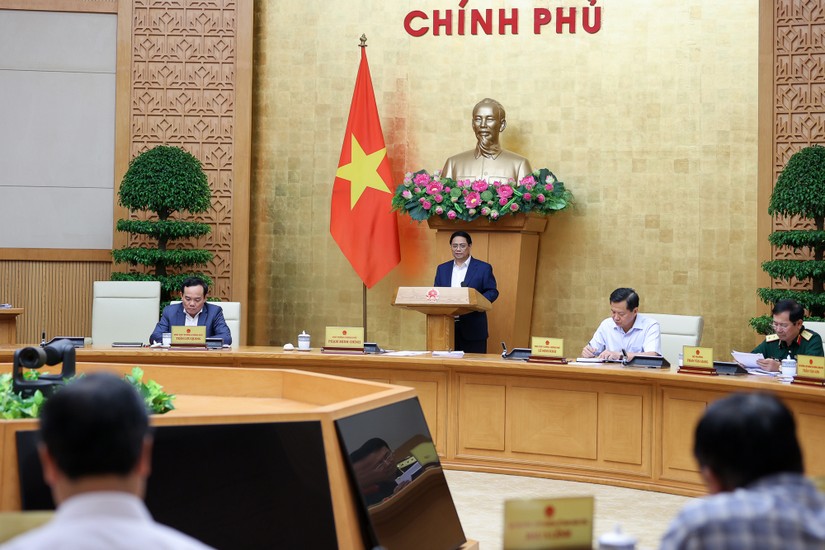 Thủ tướng Phạm Minh Chính chủ trì phiên họp Chính phủ chuyên đề về xây dựng pháp luật tháng 9/2023 - Ảnh: VGP