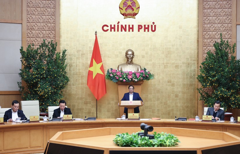 Thủ tướng Phạm Minh Chính phát biểu khai mạc phiên họp Chính phủ tháng 1/2024 - Ảnh: VGP
