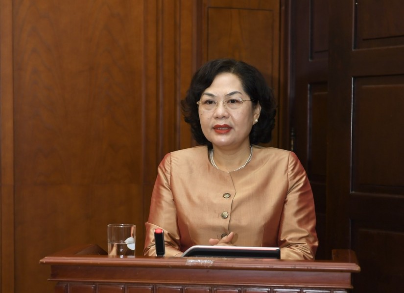  Thống đốc Ngân hàng Nhà nước Nguyễn Thị Hồng phát biểu tại hội nghị ngày 20/2.