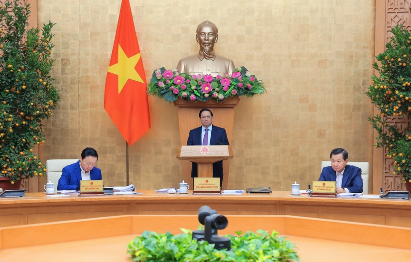 Thủ tướng Chính phủ Phạm Minh Chính chủ trì phiên họp Chính phủ chuyên đề xây dựng pháp luật tháng 2/2024 - Ảnh: VGP