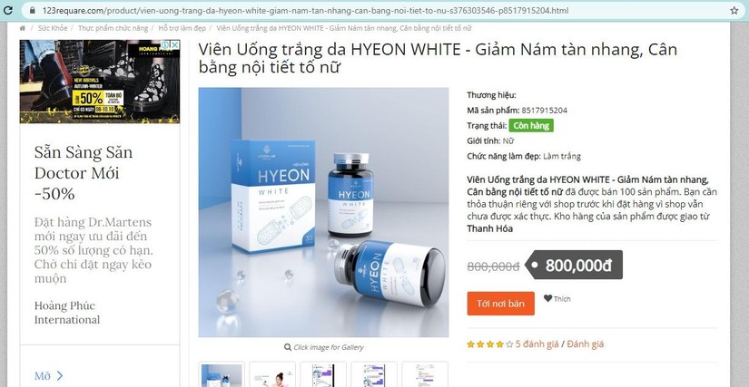 Cẩn trọng với Viên uống Hyeon White, “thổi phồng” sản phẩm bằng quảng cáo
