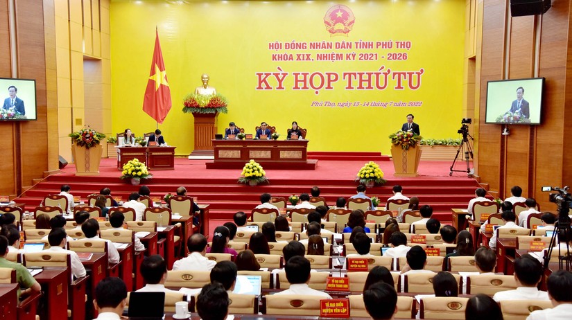 Chủ tịch Quốc hội Vương Đình Huệ tham dự và phát biểu chỉ đạo Kỳ họp thứ tư của HĐND tỉnh Phú Thọ, ngày 13/7. Ảnh: Quochoi