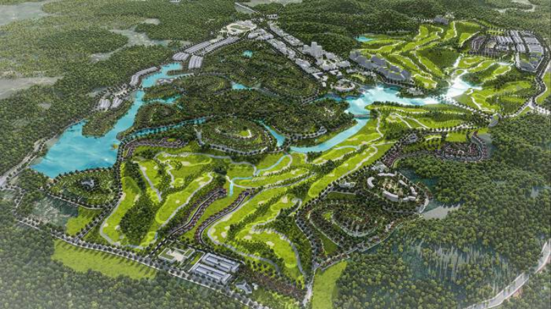 Phối cảnh tổng thể dựa vào địa hình tự nhiên của dự án sân golf Tam Nông 1.