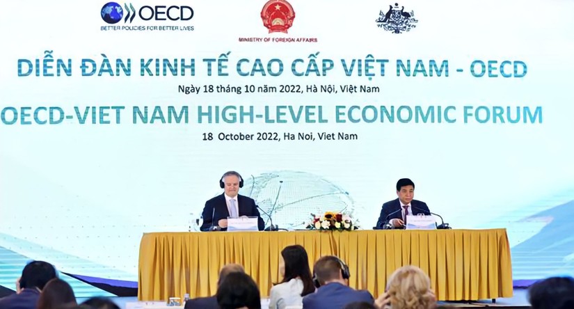 Diễn đàn Kinh tế cao cấp Việt Nam – OECD, ngày 18/10. Ảnh: TTXVN.