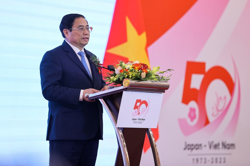 Thủ tướng Chính phủ Phạm Minh Chính tham dự Hội thảo kinh tế cấp cao Việt Nam - Nhật Bản, ngày 7/3. Ảnh: VGP.