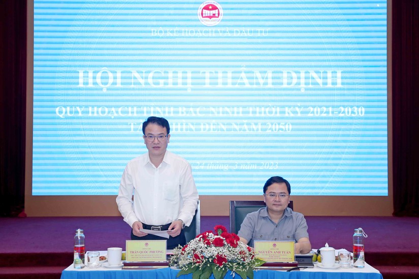 Thứ trưởng Bộ KH&ĐT Trần Quốc Phương chủ trì hội nghị thẩm định quy hoạch tỉnh Bắc Ninh, ngày 24/3. Ảnh: Đức Trung - MPI.