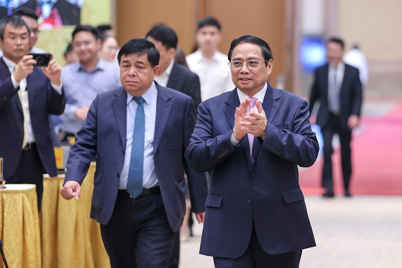 Thủ tướng Phạm Minh Chính tới dự Hội nghị công bố và triển khai Quy hoạch tổng thể quốc gia thời kỳ 2021-2030 tầm nhìn đến 2050. Ảnh: VGP.